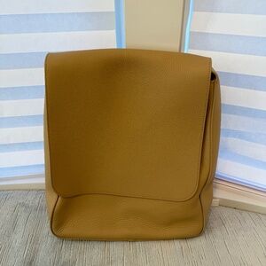 THE ROW Avery Flap Messenger Bag in Calf Leather Beige